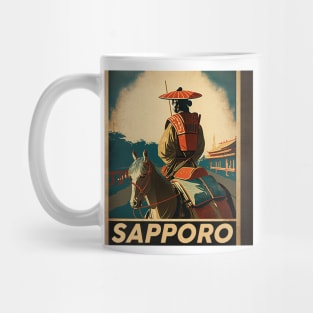 Sapporo Japan Samurai Vintage Travel Art Poster Mug